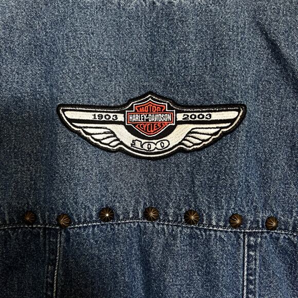 Harley Davidson Woman's Denim Vest Sz M - Picture 6 of 6